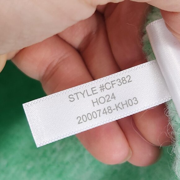 J Crew Sweater Womens Large Green Fuzzy Puff Sleeve Crew Neck Alpaca Blend - Picture 8 of 10